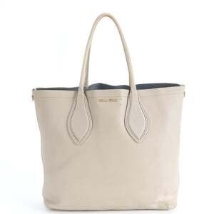 Miu Miu Miu Madras Leather Tote Bag Shoulder Handbag Gold Hardware Women's